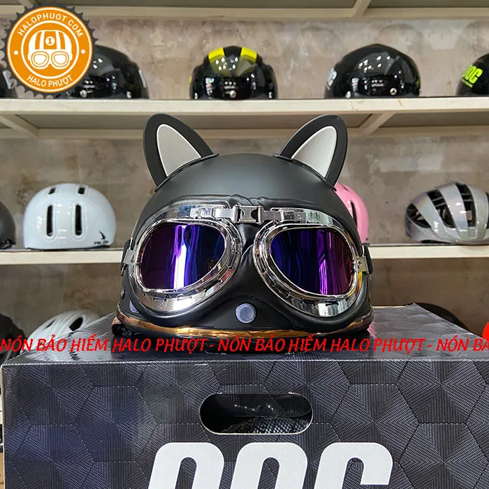 Nón nửa đầu Napoli PUG Harley (Đen Nhám) 