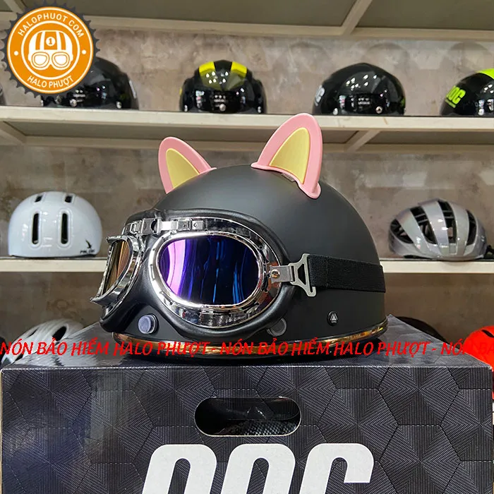 Nón nửa đầu Napoli PUG Harley (Đen Nhám) 