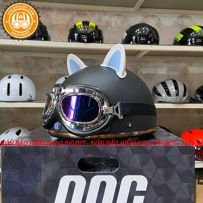 Nón nửa đầu Napoli PUG Harley (Đen Nhám) 