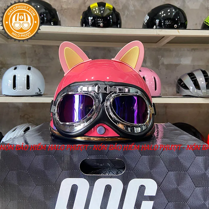 Nón nửa đầu Napoli PUG Harley (Hồng Mận)