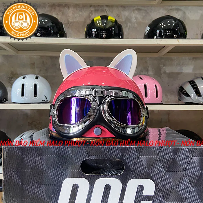 Nón nửa đầu Napoli PUG Harley (Hồng Mận)