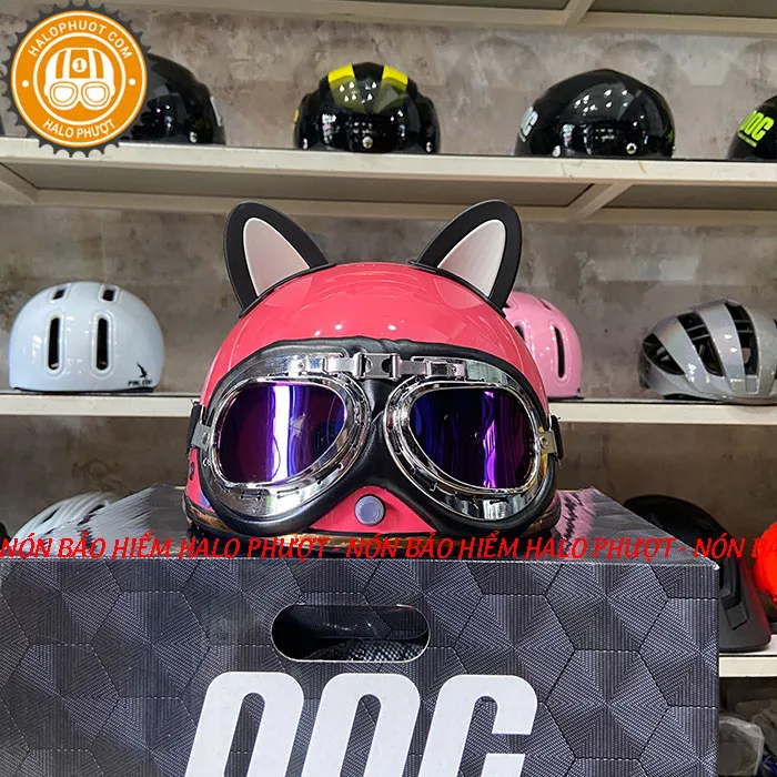 Nón nửa đầu Napoli PUG Harley (Hồng Mận)