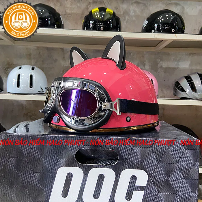 Nón nửa đầu Napoli PUG Harley (Hồng Mận)