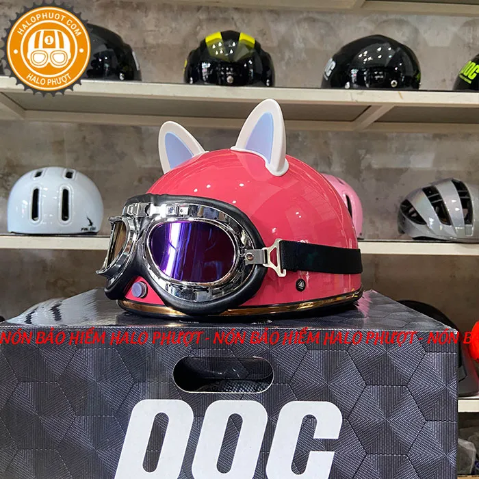 Nón nửa đầu Napoli PUG Harley (Hồng Mận)