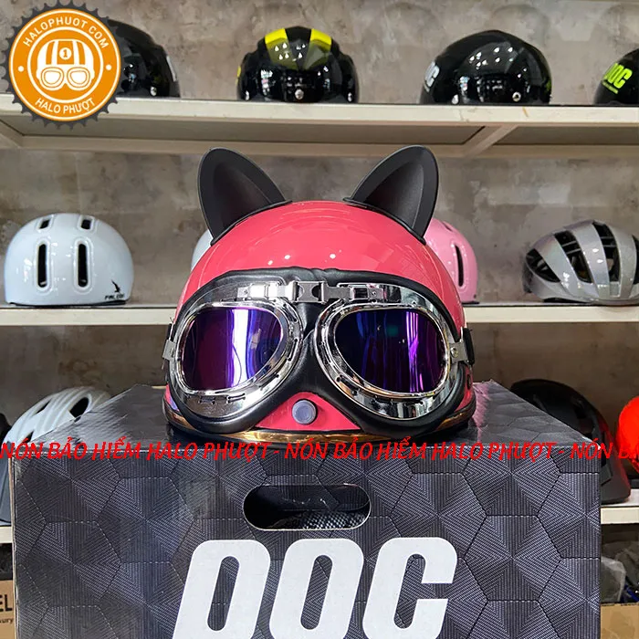 Nón nửa đầu Napoli PUG Harley (Hồng Mận)