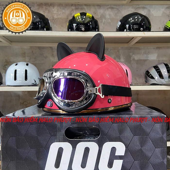 Nón nửa đầu Napoli PUG Harley (Hồng Mận)