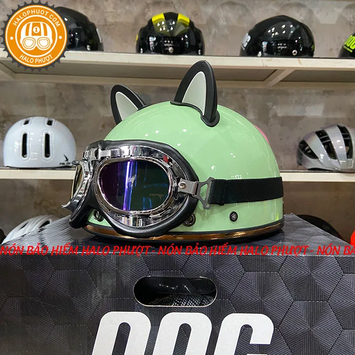 Nón nửa đầu Napoli PUG Harley (Xanh Mint)
