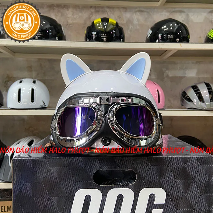 Nón nửa đầu Napoli PUG Harley (Trắng Bóng)