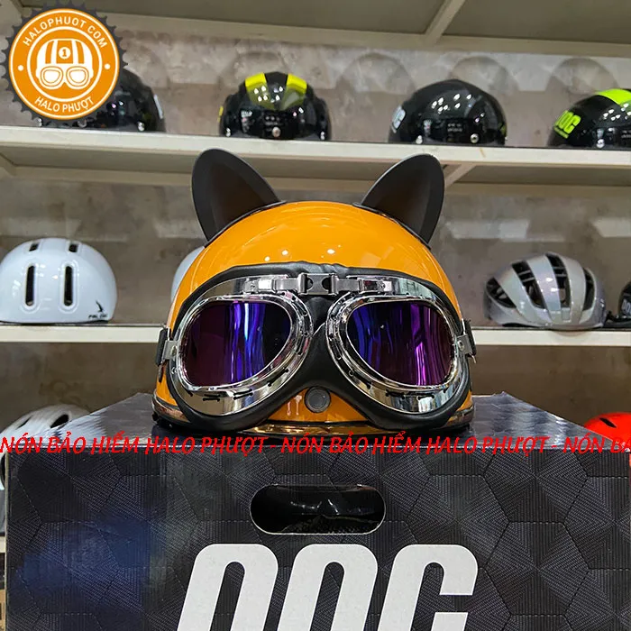 Nón nửa đầu Napoli PUG Harley (Vàng Bóng)