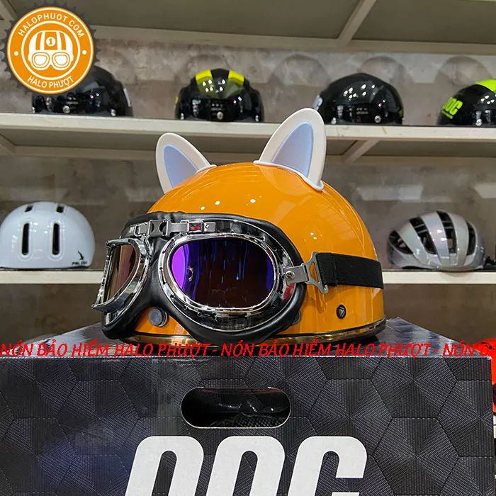 Nón nửa đầu Napoli PUG Harley (Vàng Bóng)