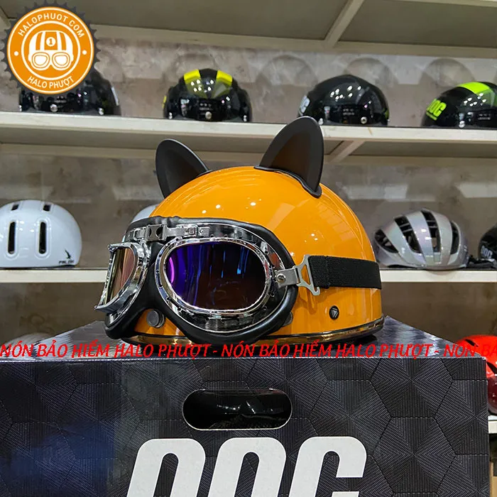 Nón nửa đầu Napoli PUG Harley (Vàng Bóng)
