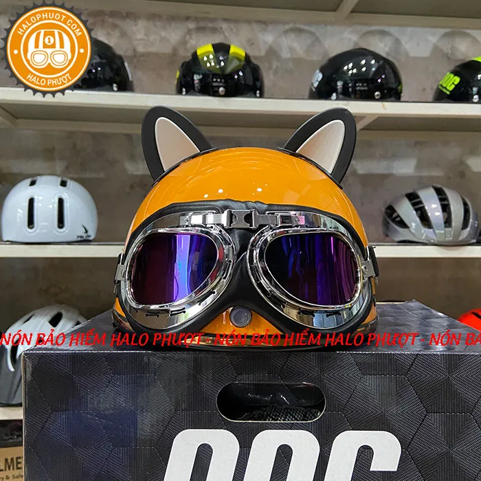Nón nửa đầu Napoli PUG Harley (Vàng Bóng)