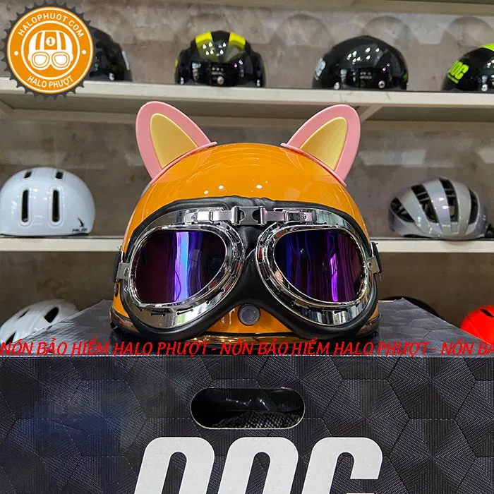 Nón nửa đầu Napoli PUG Harley (Vàng Bóng)