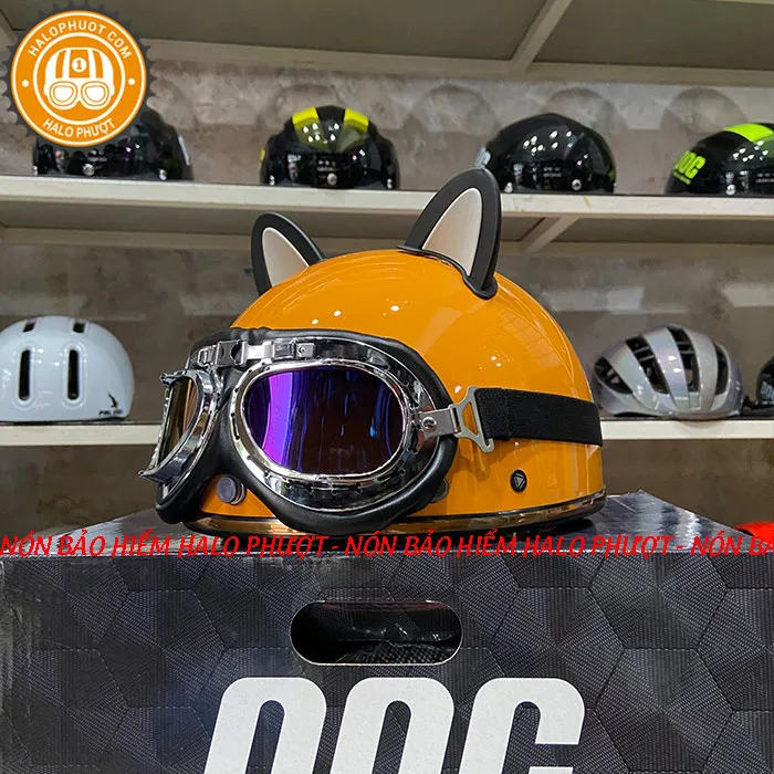 Nón nửa đầu Napoli PUG Harley (Vàng Bóng)