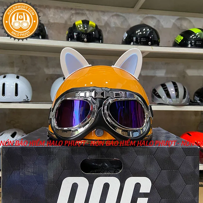 Nón nửa đầu Napoli PUG Harley (Vàng Bóng)