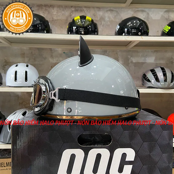 Nón nửa đầu Napoli PUG Harley (Xám Bóng)