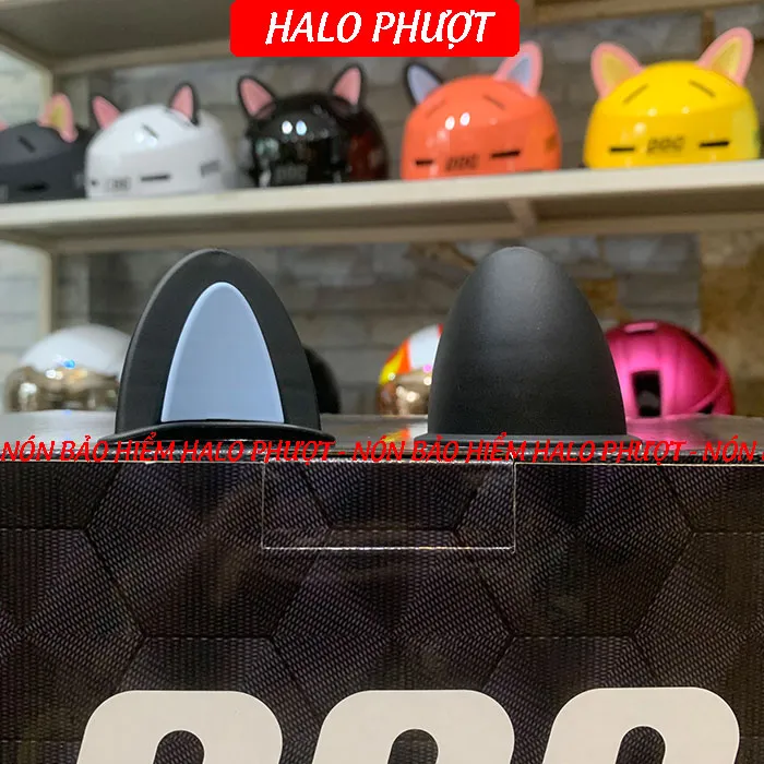 Tai Mèo 2 có đế màu gắn nón bảo hiểm - Đen Xanh