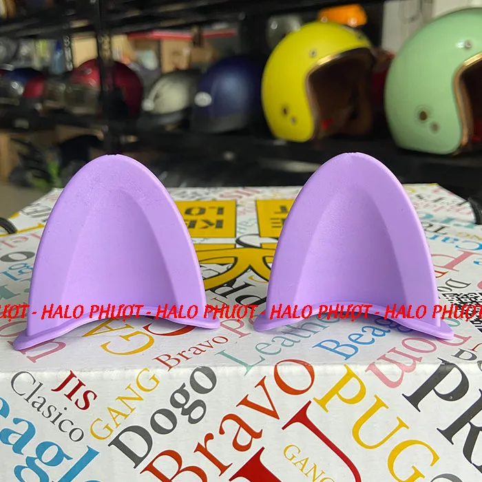 Tai Mèo có đế gắn nón bảo hiểm - Tím Pastel