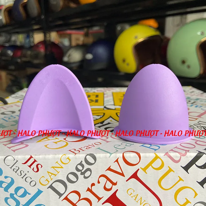 Tai Mèo có đế gắn nón bảo hiểm - Tím Pastel