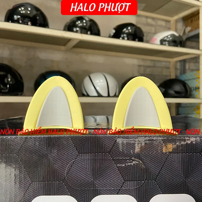 Tai Mèo 2 có đế màu gắn nón bảo hiểm - Vàng Xám