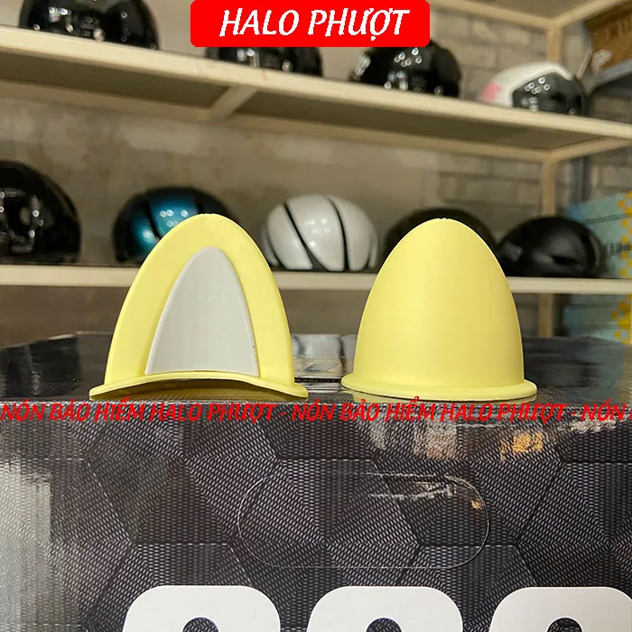 Tai Mèo 2 có đế màu gắn nón bảo hiểm - Vàng Xám