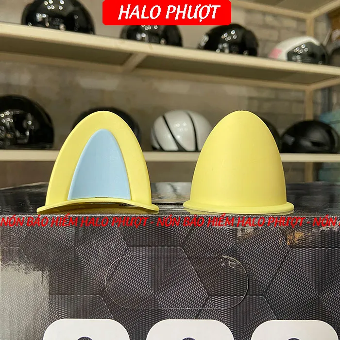 Tai Mèo 2 có đế màu gắn nón bảo hiểm - Vàng Xanh
