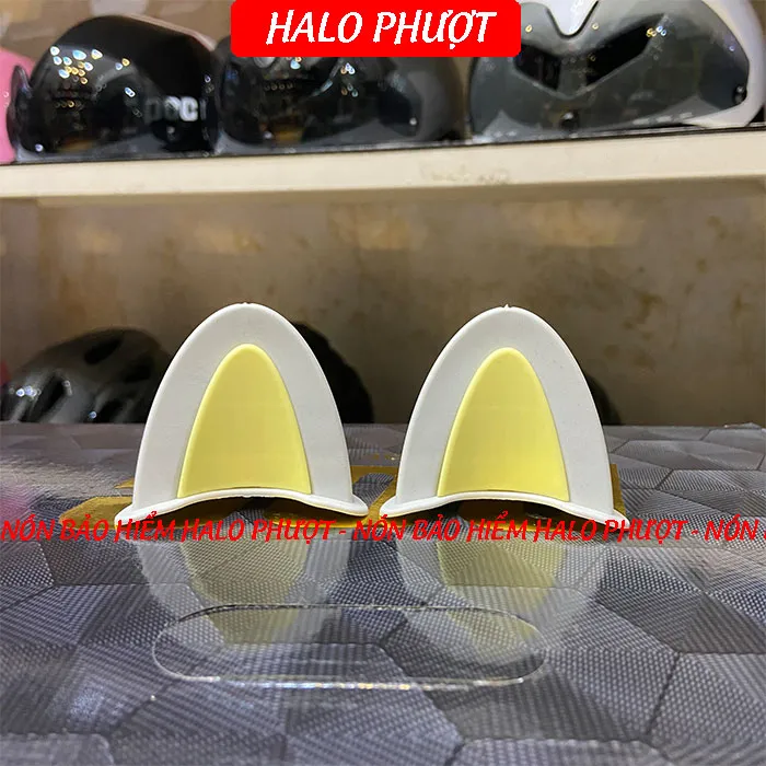 Tai Mèo 2 có đế màu gắn nón bảo hiểm - Xám Vàng