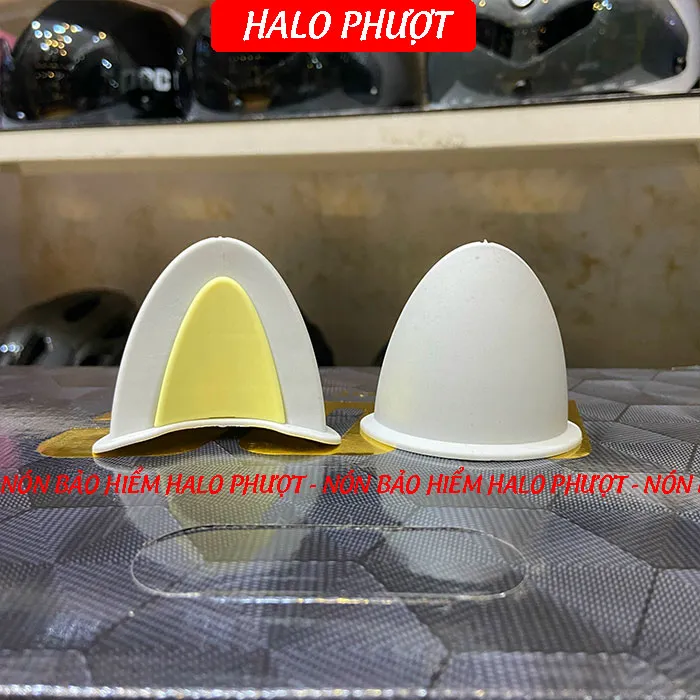 Tai Mèo 2 có đế màu gắn nón bảo hiểm - Xám Vàng