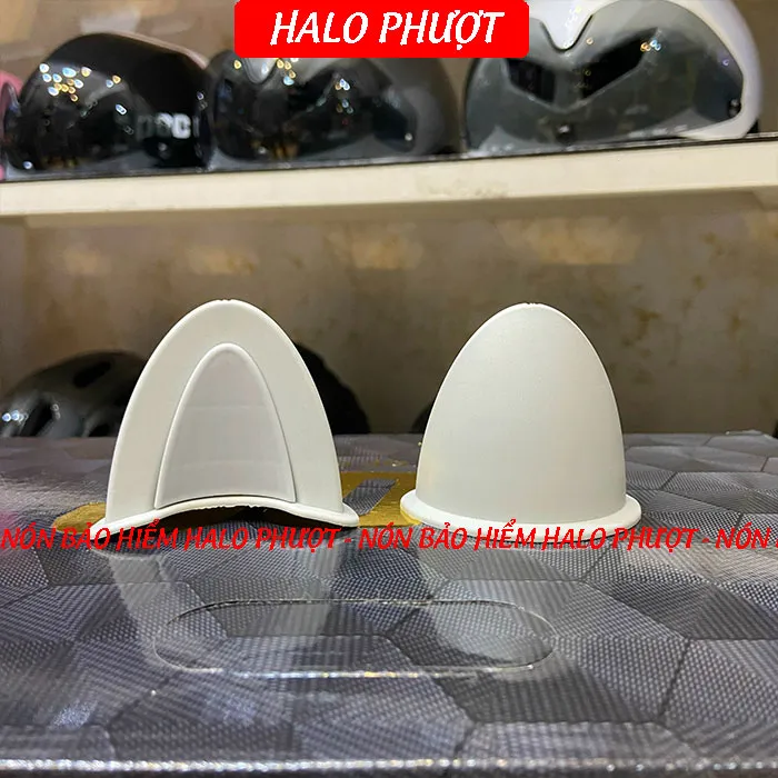 Tai Mèo 2 có đế màu gắn nón bảo hiểm - Xám Xám