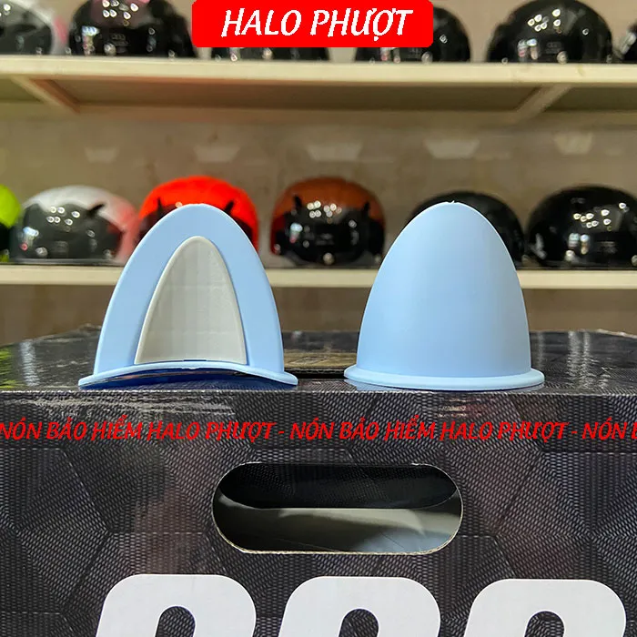 Tai Mèo 2 có đế màu gắn nón bảo hiểm - Xanh Xám