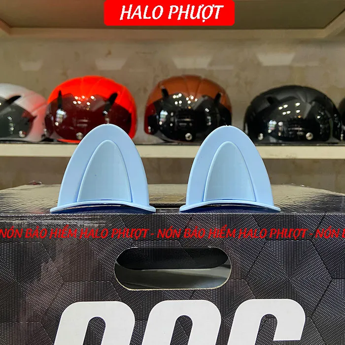Tai Mèo 2 có đế màu gắn nón bảo hiểm - Xanh Xanh