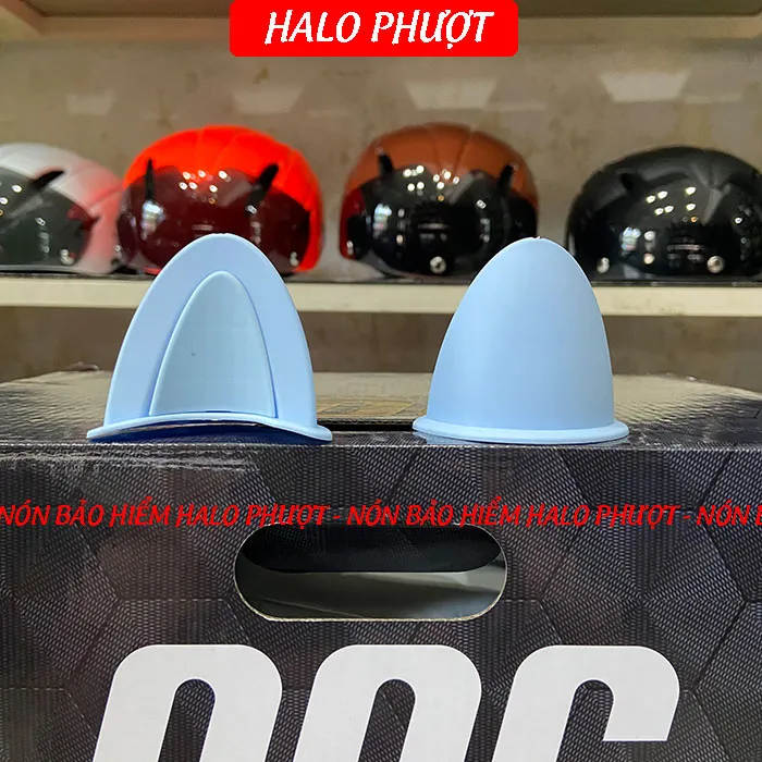 Tai Mèo 2 có đế màu gắn nón bảo hiểm - Xanh Xanh
