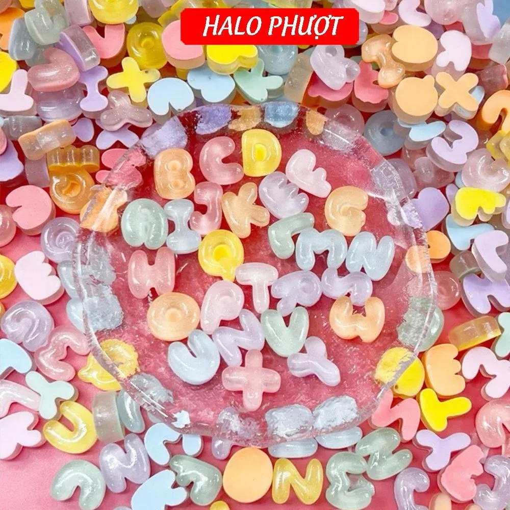 (Tặng keo) Charm chữ cái, charm số trang trí nón bảo hiểm, charm chữ trong suốt