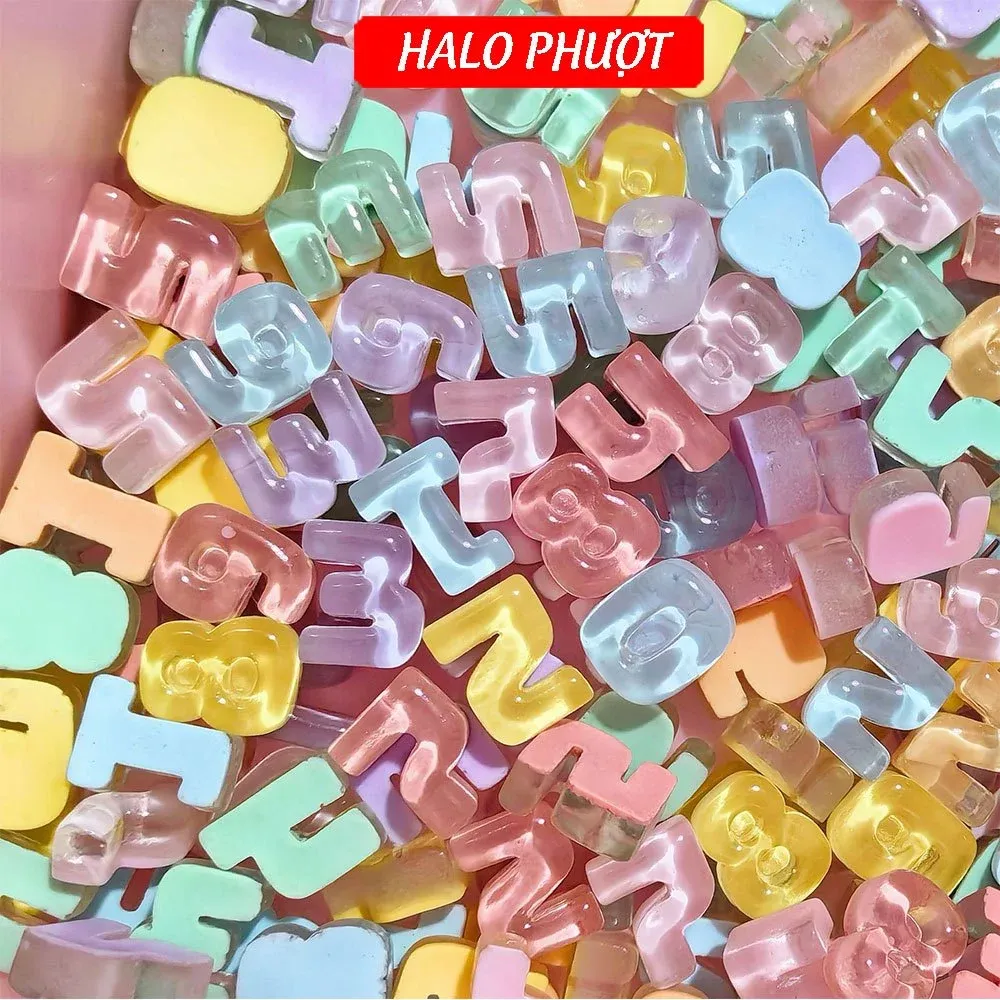 (Tặng keo) Charm chữ cái, charm số trang trí nón bảo hiểm, charm chữ trong suốt