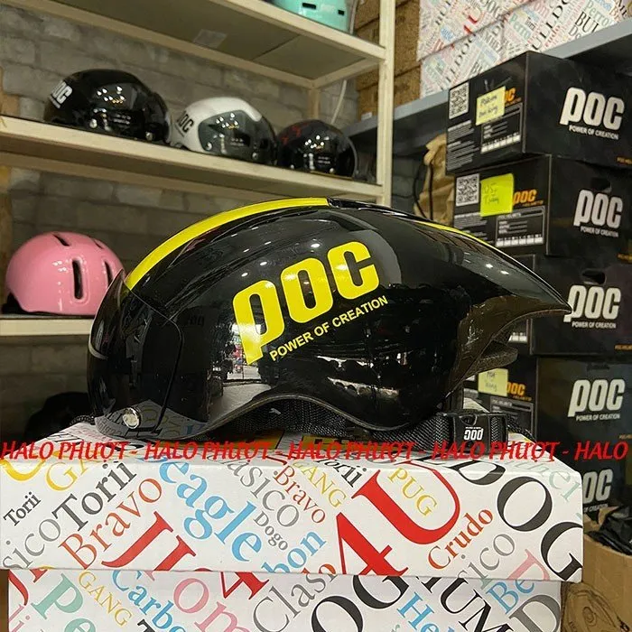 Nón POC P01 Đen Bóng Sọc Vàng