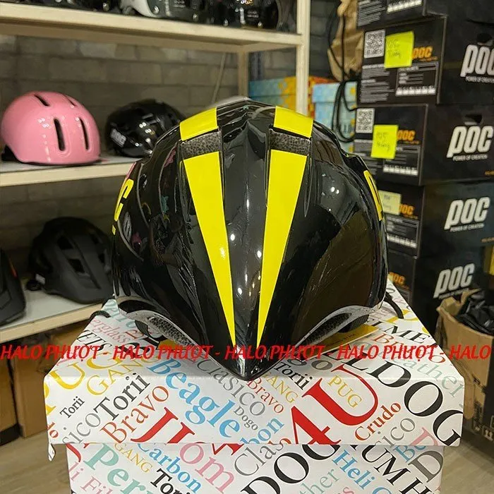 Nón POC P01 Đen Bóng Sọc Vàng