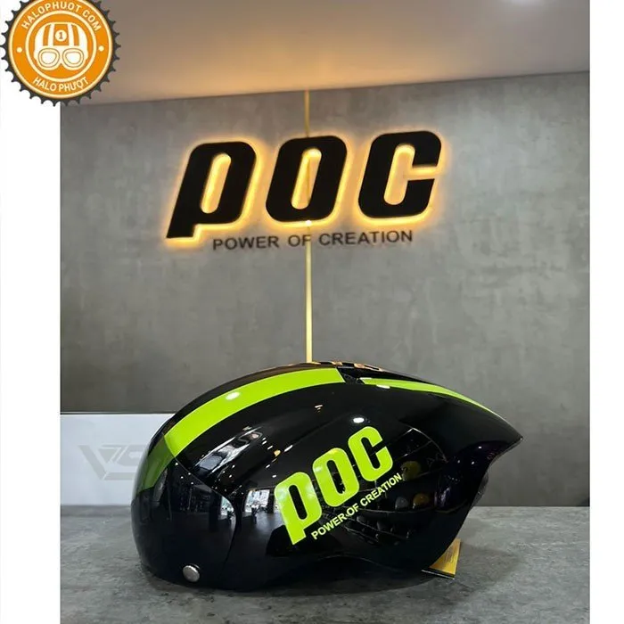 Nón POC P01 Đen Bóng Sọc Xanh Lá