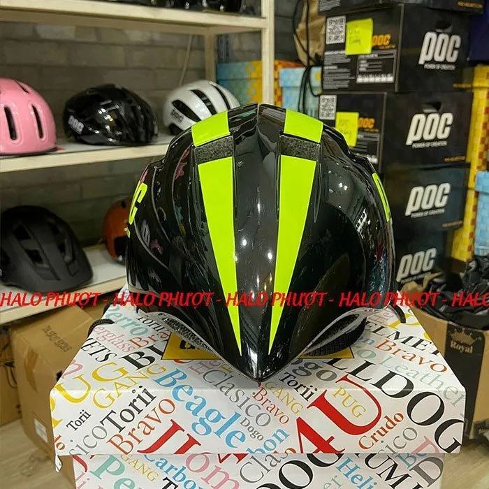 Nón POC P01 Đen Bóng Sọc Xanh Lá