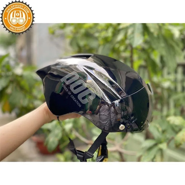 Nón POC P01 Đen Bóng Chữ Xám