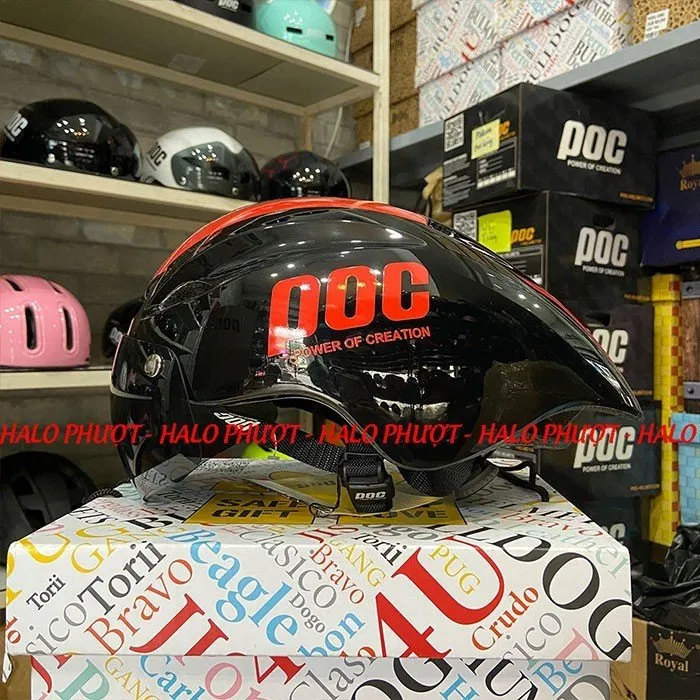 Nón POC P01 Đen Bóng Chữ Đỏ