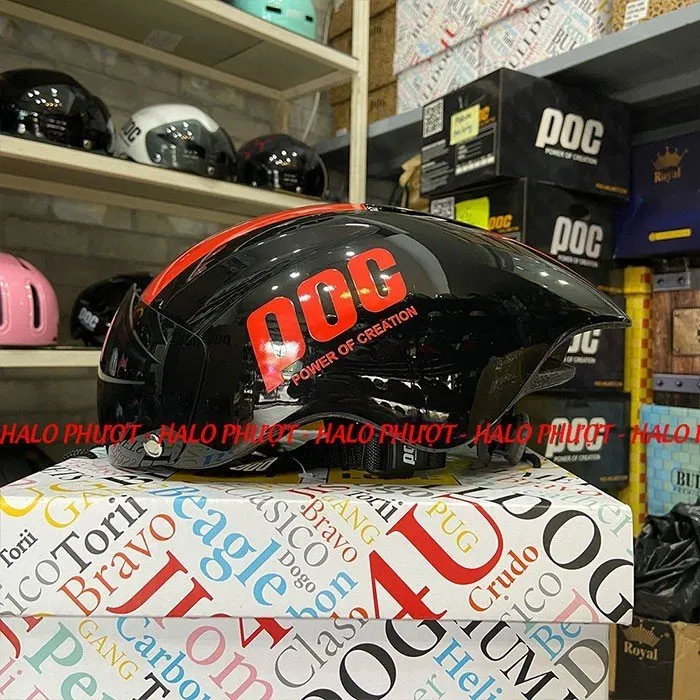 Nón POC P01 Đen Bóng Chữ Đỏ