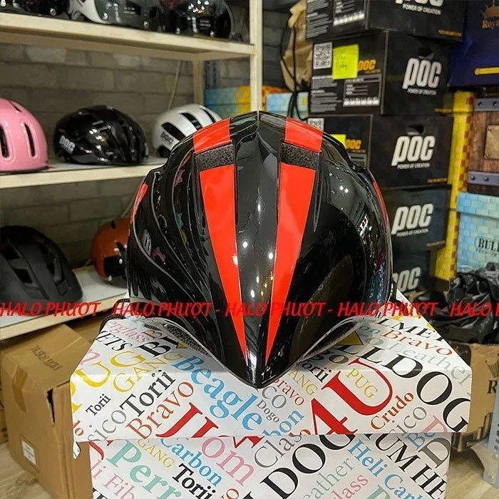 Nón POC P01 Đen Bóng Chữ Đỏ