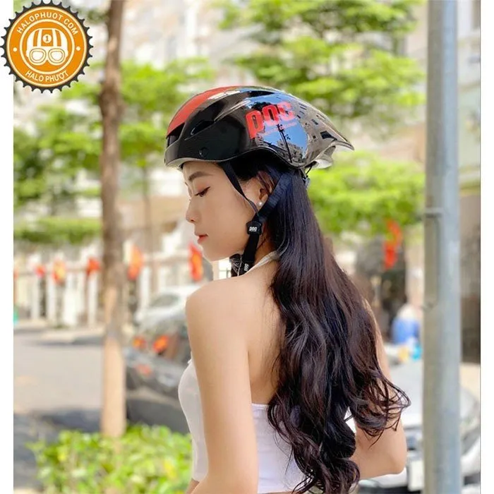 Nón POC P01 Đen Bóng Chữ Đỏ