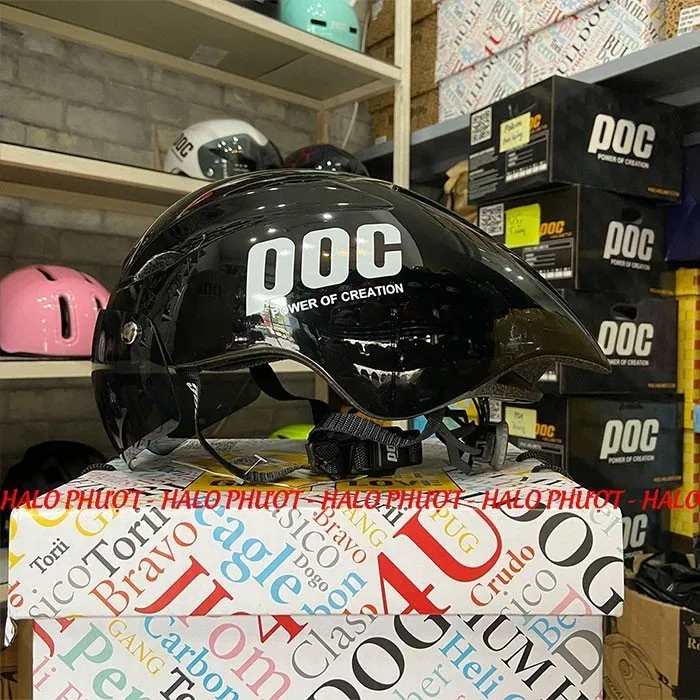 Nón POC P01 Đen Bóng Chữ Trắng