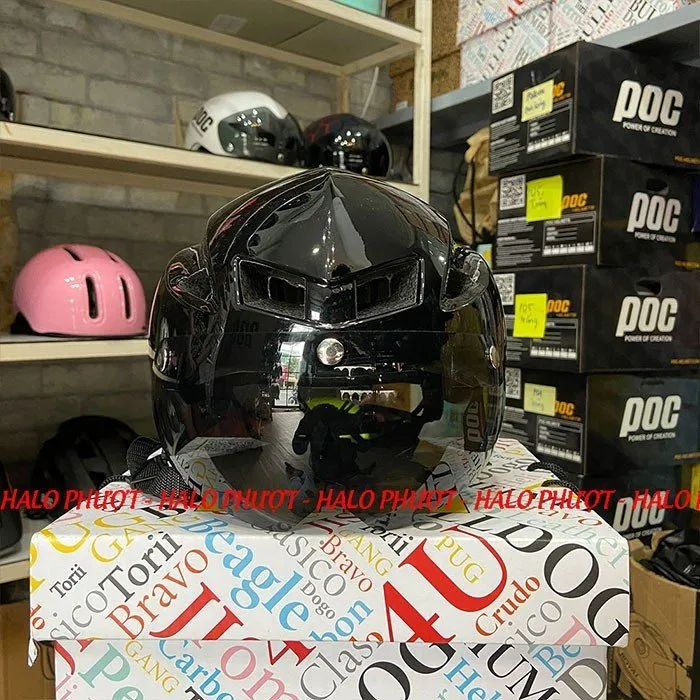 Nón POC P01 Đen Bóng Chữ Trắng