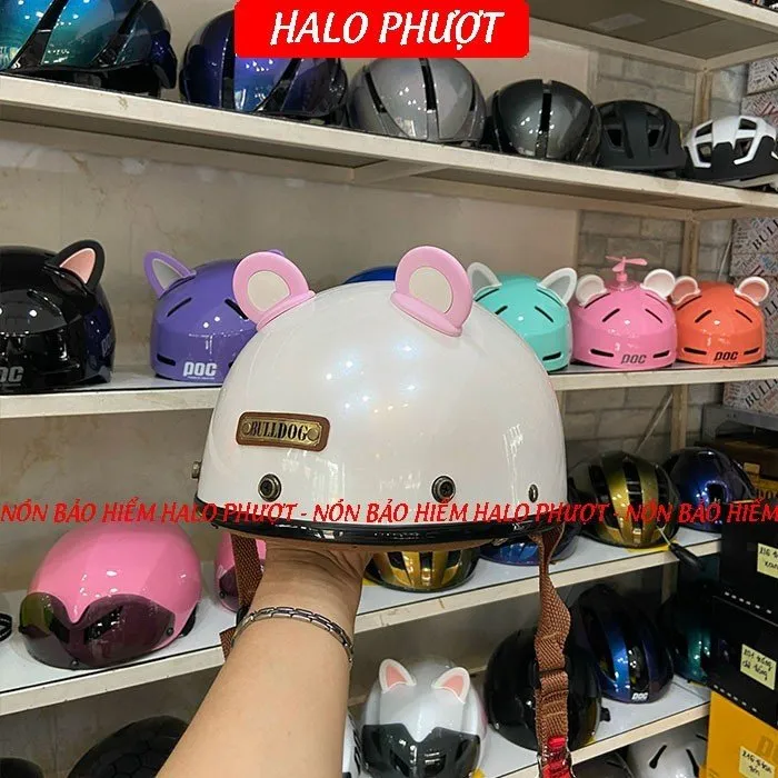  Tai Gấu Nón Bảo Hiểm - Trắng Hồng