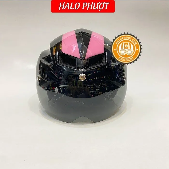 Nón POC P01 Đen Bóng Sọc Hồng