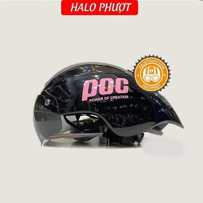 Nón POC P01 Đen Bóng Sọc Hồng