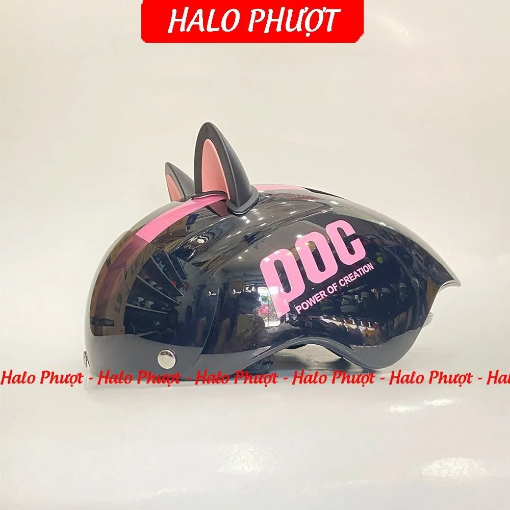 Nón POC P01 Đen Bóng Sọc Hồng