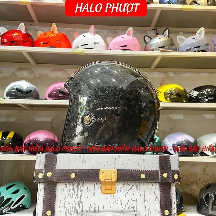 Mũ bảo hiểm 3/4 Bulldog Heli Carbon Nebula (Tặng khóa số)